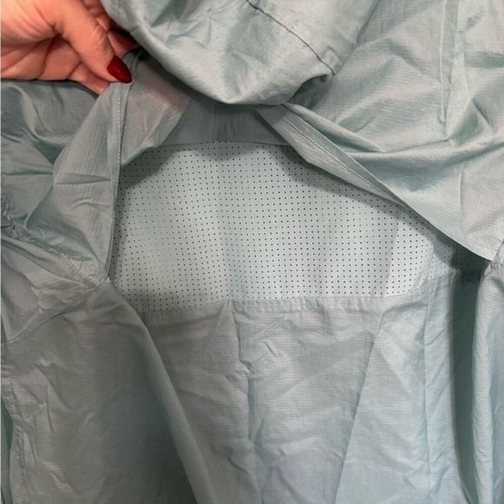 Alo Yoga Teal Blue Green Lightweight Hooded Windbreaker Full Zip Jacket L - Picture 6 of 9